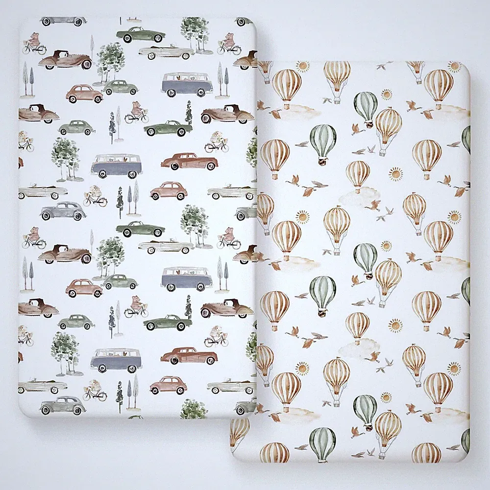 2 Pack Crib Sheets Jersey Knit Fitted Standard Mattress Cars Print Boys Girls