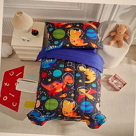 4 Pieces Toddler Bedding Set for Boys toddler - 4 pieces Black Space Dinosaur
