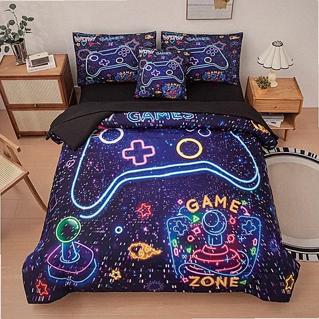 6 Pcs Gaming Bedding Sets for Boys, Boys Twin Bedding Set, Gamer Comforter Se