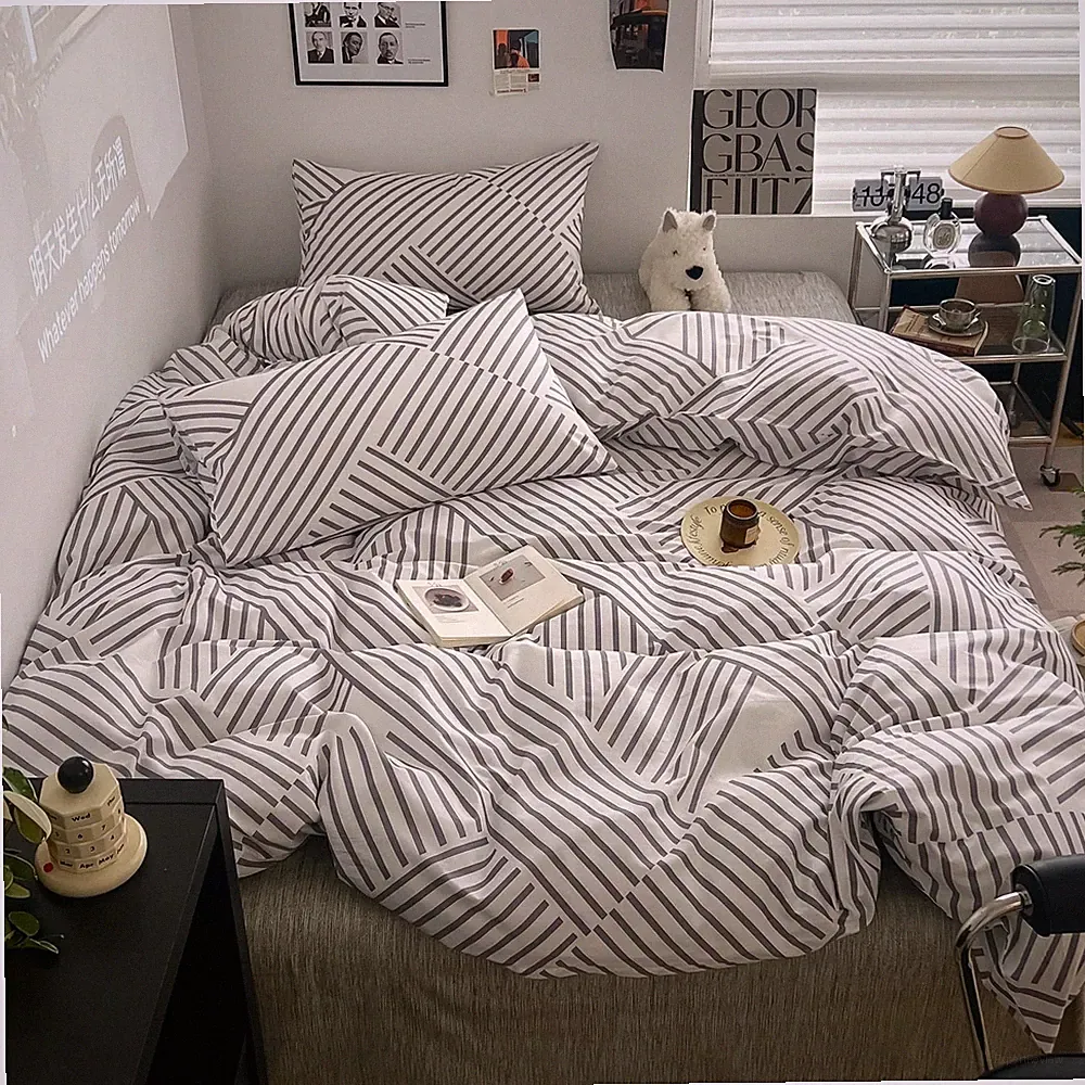 Abstract Kids Duvet Cover Set Twin 100% Cotton Bedding for Boys Girls Teens Simp