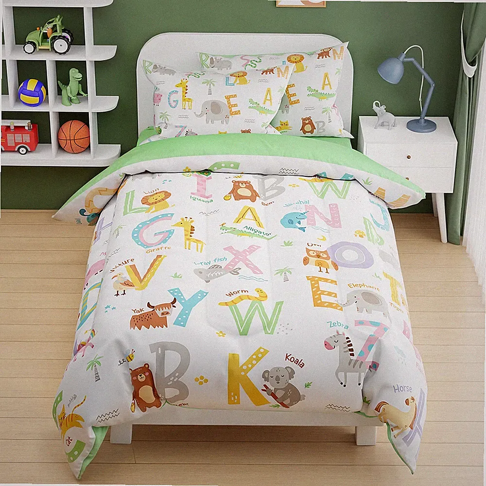 Alphabet Duvet Cover Sets Twin Size for Boys Girls, Include 1 Polyester Comfo...