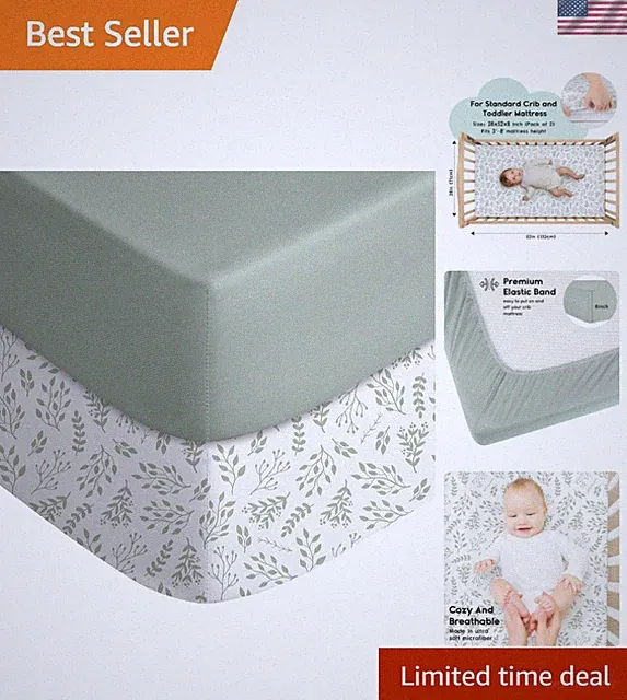 Baby Crib Sheets for Boys Girls, Fitted Crib Sheet 2 Pack for Standard Crib a...