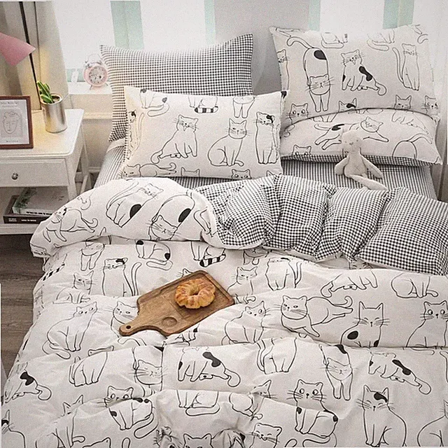 Cats Kids Duvet Cover Set Twin, 100% Cotton Bedding for Boys Girls Teens Sing...