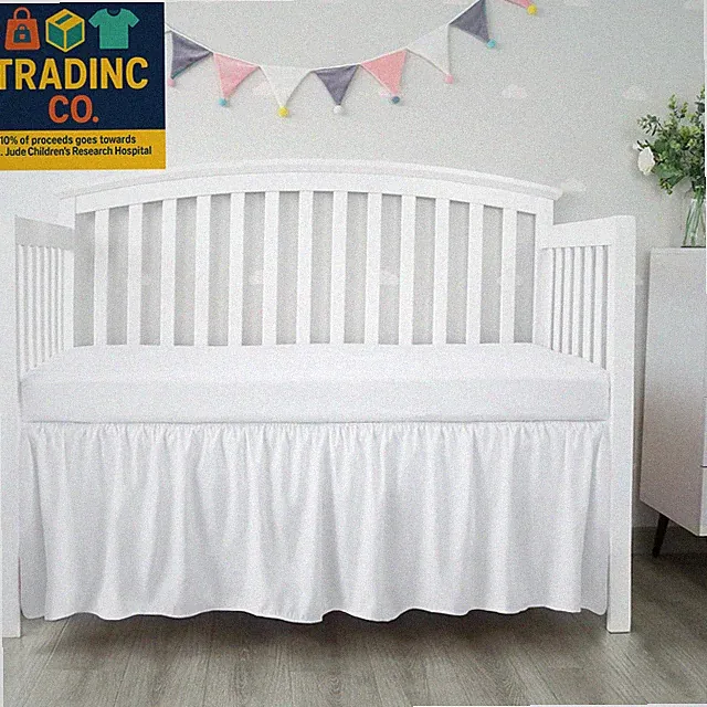 Crib Bed Skirt 28” X 52” with 14” Drop Pleated Dust Ruffle for Baby Boys Girls E