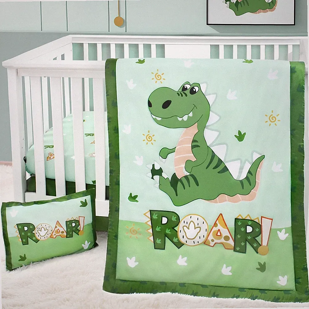 Crib Bedding Set for Boys,4 Piece Dinosaur Baby Bedding Set,Standard Size Nur...
