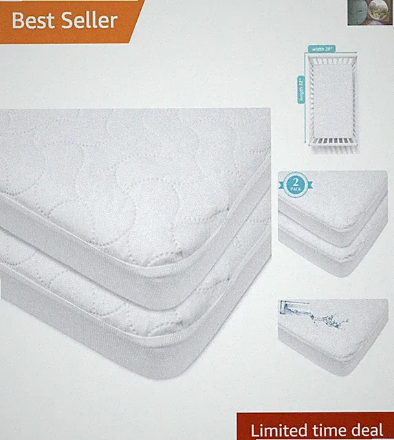 Durable Waterproof Fitted Mattress Protectors for 28x52 Crib & Toddler Beds
