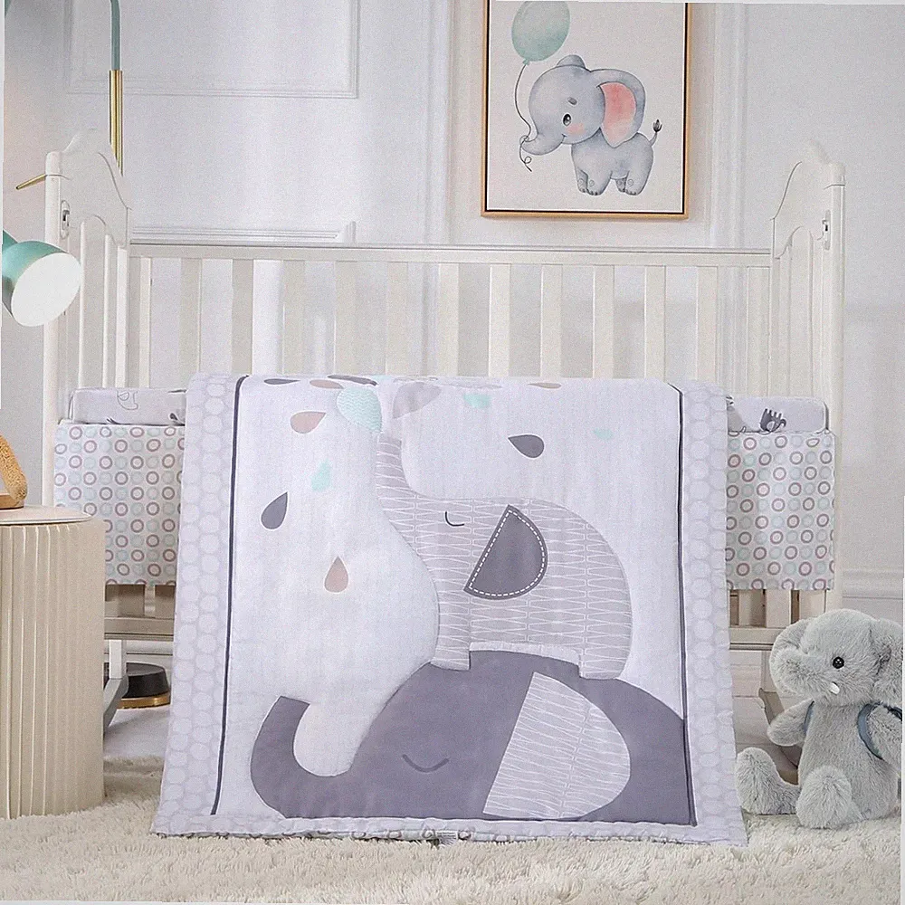 Elephant Crib Bedding Set for Boys, Premium 3-Piece Baby Bedding Set, Elephant