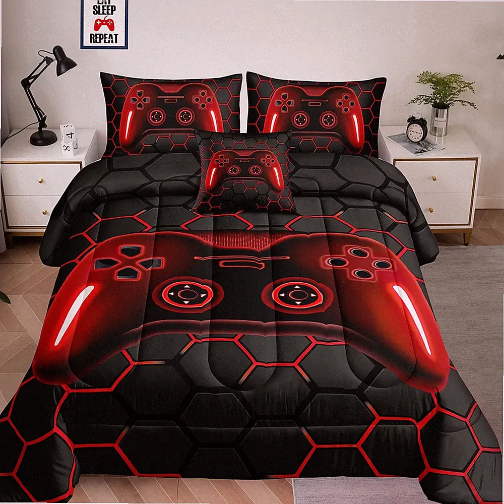 Gamer Bed in a Bag Set for Boys - Full Size Bedding with Comforter & Sheets