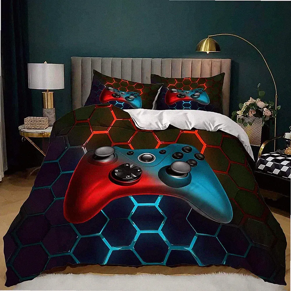Gamer Bedding Set for Boys - Twin Size Gaming Duvet Cover with 2 Pillow Shams...