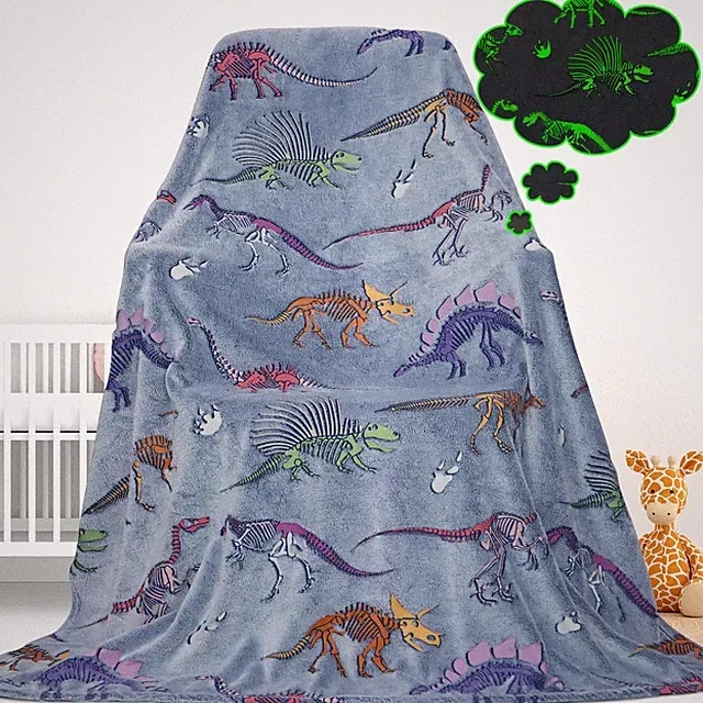 Glow in The Dark Dinosaur Blanket for Boys Girls Kids Cute Dino Throw Blanket...