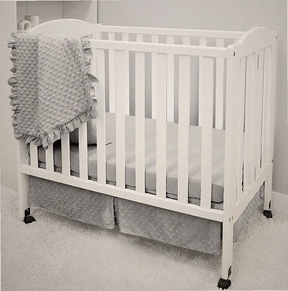 Heavenly Soft Minky Dot 3-Piece Mini/Portable Crib Bedding Set, Grey, for Boys a