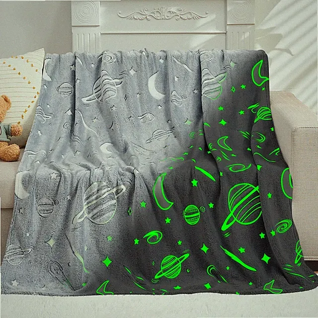 inhand Glow in The Dark Stars Blanket for Girls Boys Cute Kids Throw Blanket Fun
