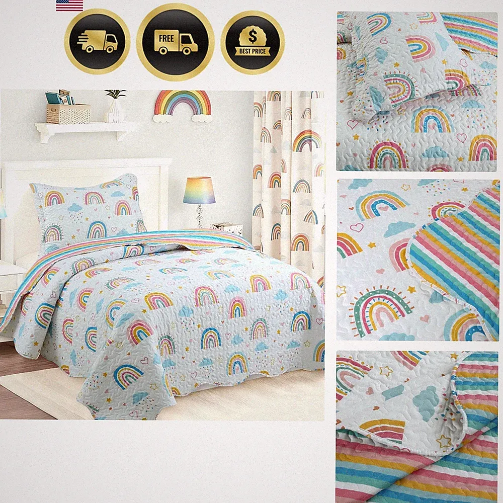 Kids Quilt Bedspread Set Throw Blanket for Teens Girls Boys Bedding Coverlet...