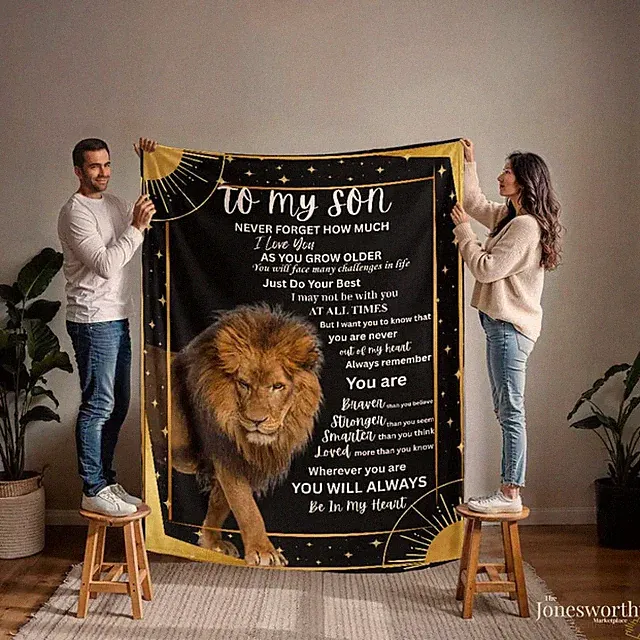 Lion Blanket Gift for Son Inspirational Soft Cozy Throw Blanket for Boys