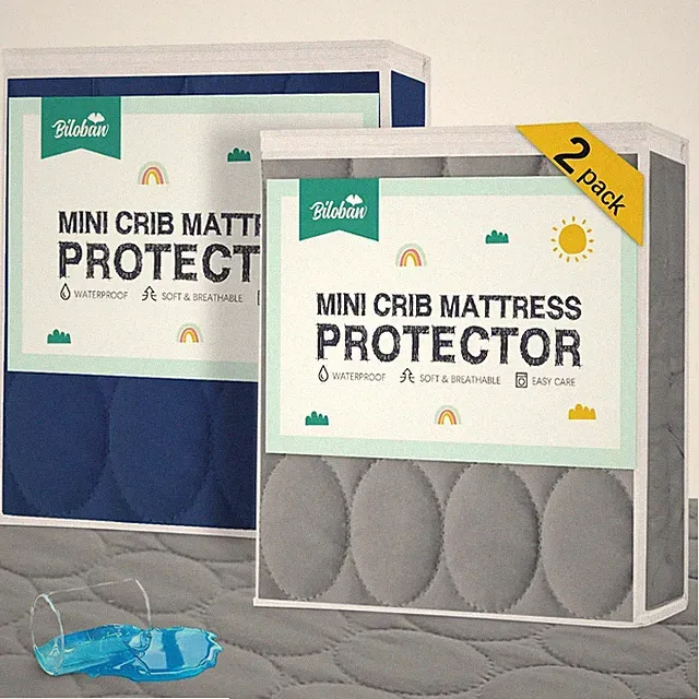 Mini Crib Mattress Protector 38"x24" Boys Waterproof Mattress Pad Cover 2 Pack