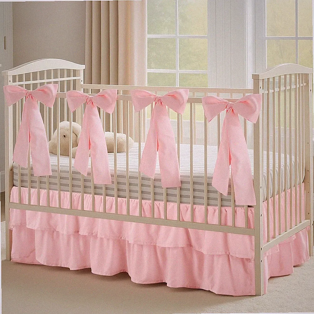 Pink Crib Bed Skirts Lar Cot Bow Baby Crib Skirt for Boys