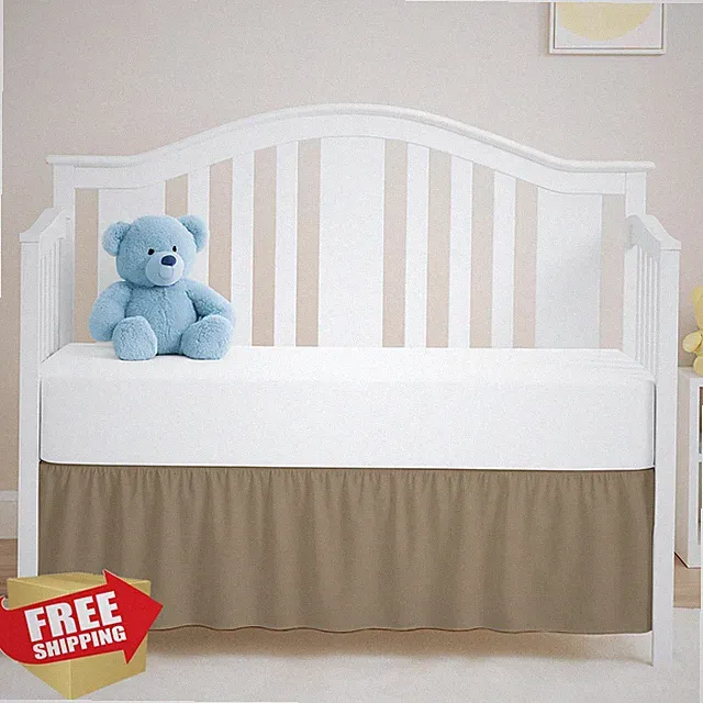 Taupe Crib Bed Skirt, Perfect for Nursery Crib for Boys and Girls with a 14"...