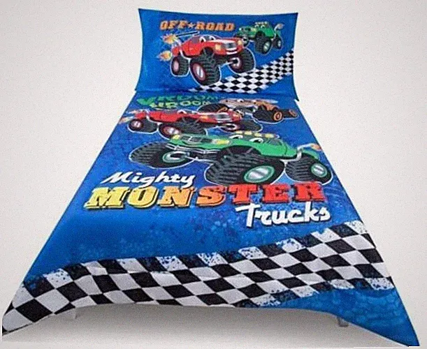 Toddler Bedding Set for Boys - 4-Piece Toddler Bed Comforter Monster Trucks