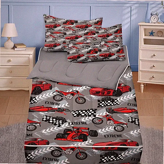 Twin Zipper Bedding, Extreme Sports Car Zipper Bedding Sets for Boys, 3Pcs All i