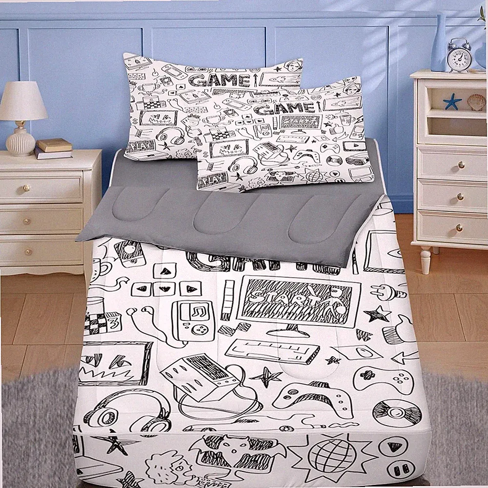 Twin Zipper Bedding, Gaming Zipper Bedding Sets for Boys, 3Pcs All in on One, Co
