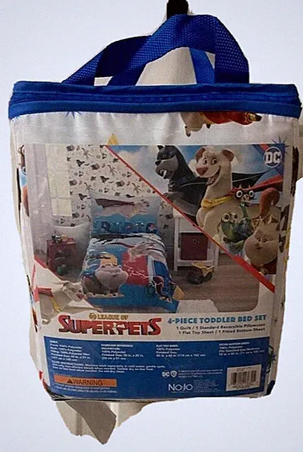 Warner Bros. DC Super Pets 4-Piece Toddler Bedding Set, Toddler Bed MULTICOLOR