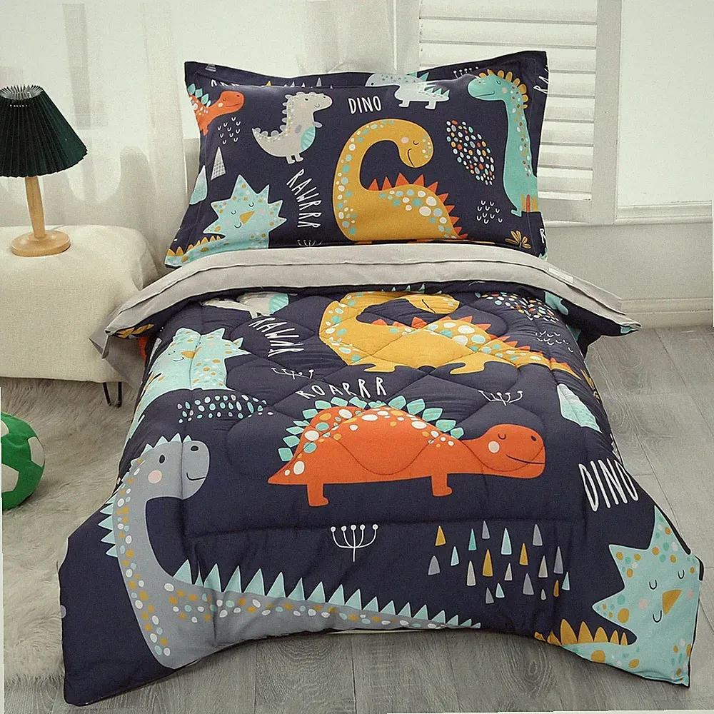 Wowelife Toddler Bedding Sets for Boys Premium 4 Piece Dinosaur Toddler Comforte